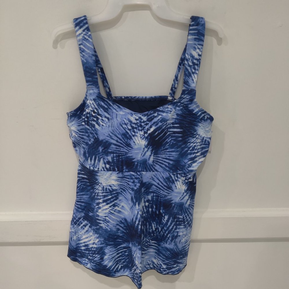 NWT Lands' End Women's Flutter Scoop Neck Tankini Swimsuit Size 1X $85 FLG151
